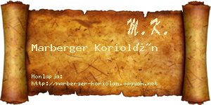 Marberger Koriolán névjegykártya